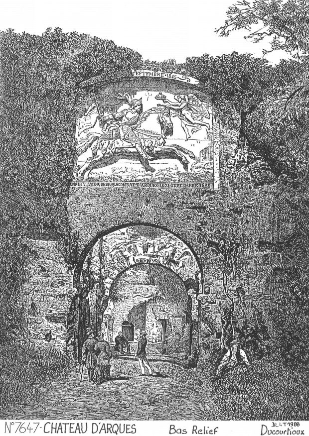 N 76047 - ARQUES LA BATAILLE - château d arques bas relief (d'aprs gravure ancienne)